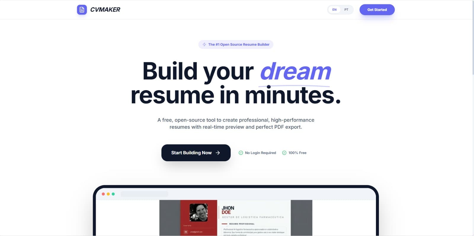 Construtor de CV screenshot 1