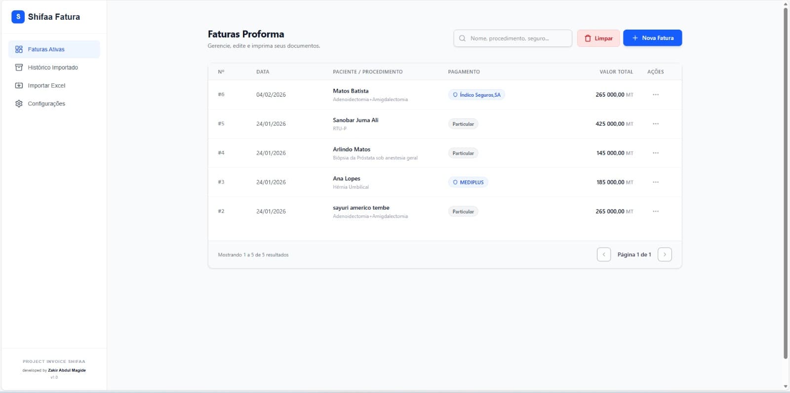 Sistema de Fatura Proforma screenshot 1